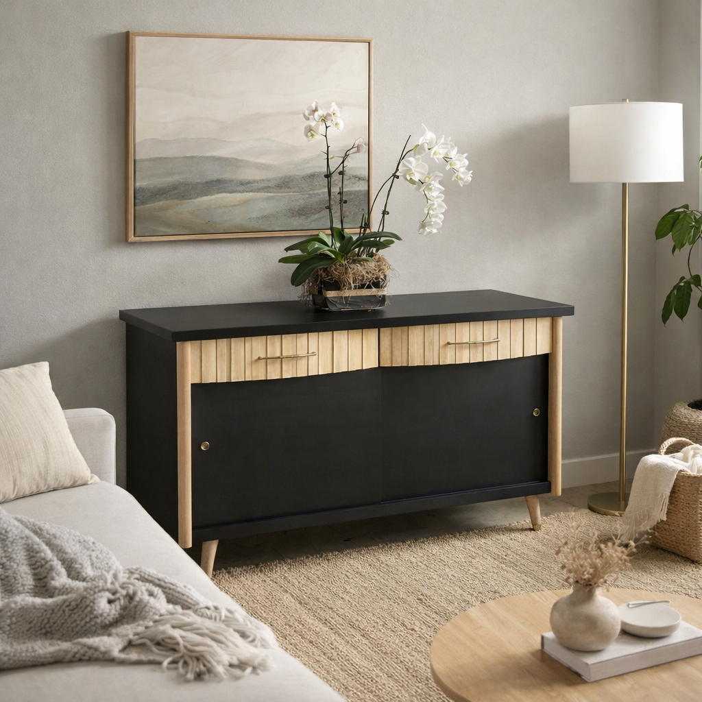 black mcm dresser Solid Mahogany dresser by Century Furniture refinished in a black stain . . . Available #mcm #blackfurniture #furniturerefinishing #designinspiration #design