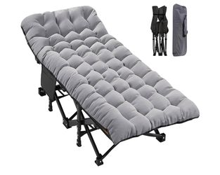 New Camping Cot for Adults 900LBS - 74"×25” Oversized Folding Bed with Mattress Pad Heavy Duty