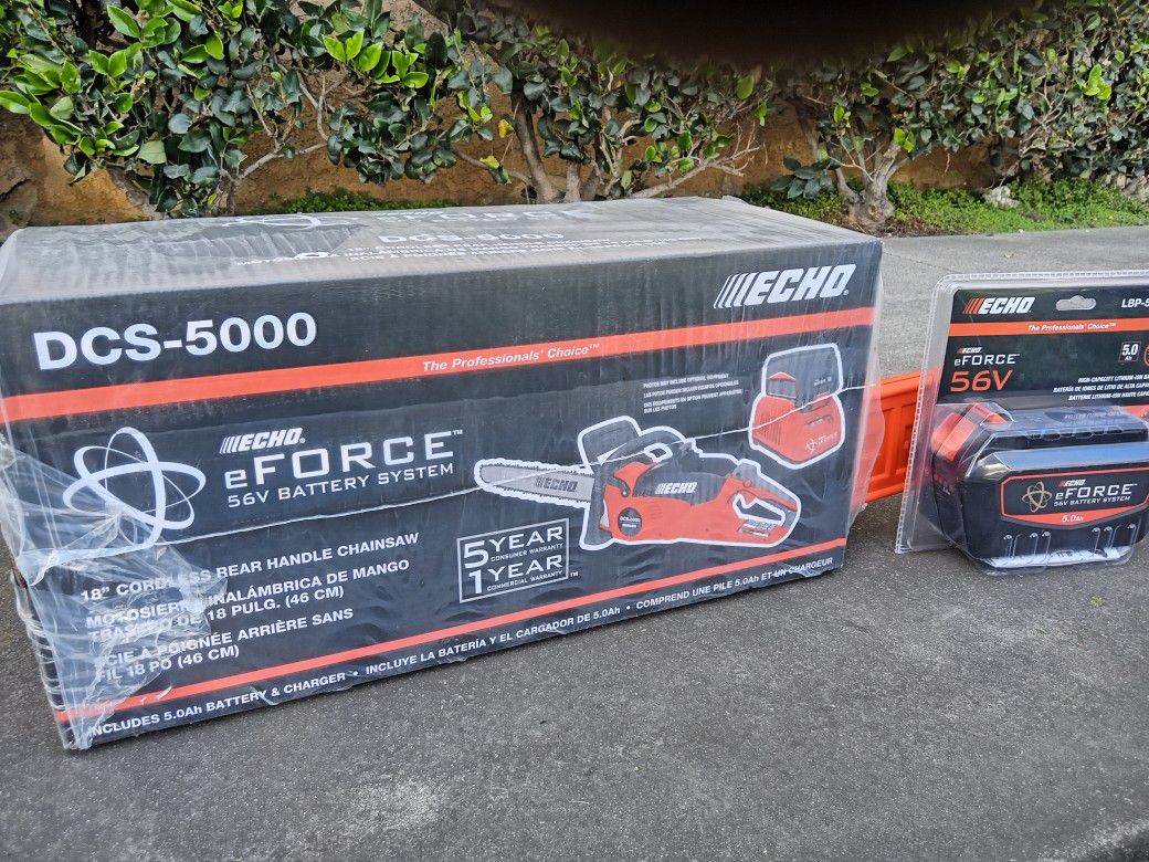 ECHO DCS-5000 Chainsaw, Battery, Charger + Eforce 56V 5Ah  Battery Jo