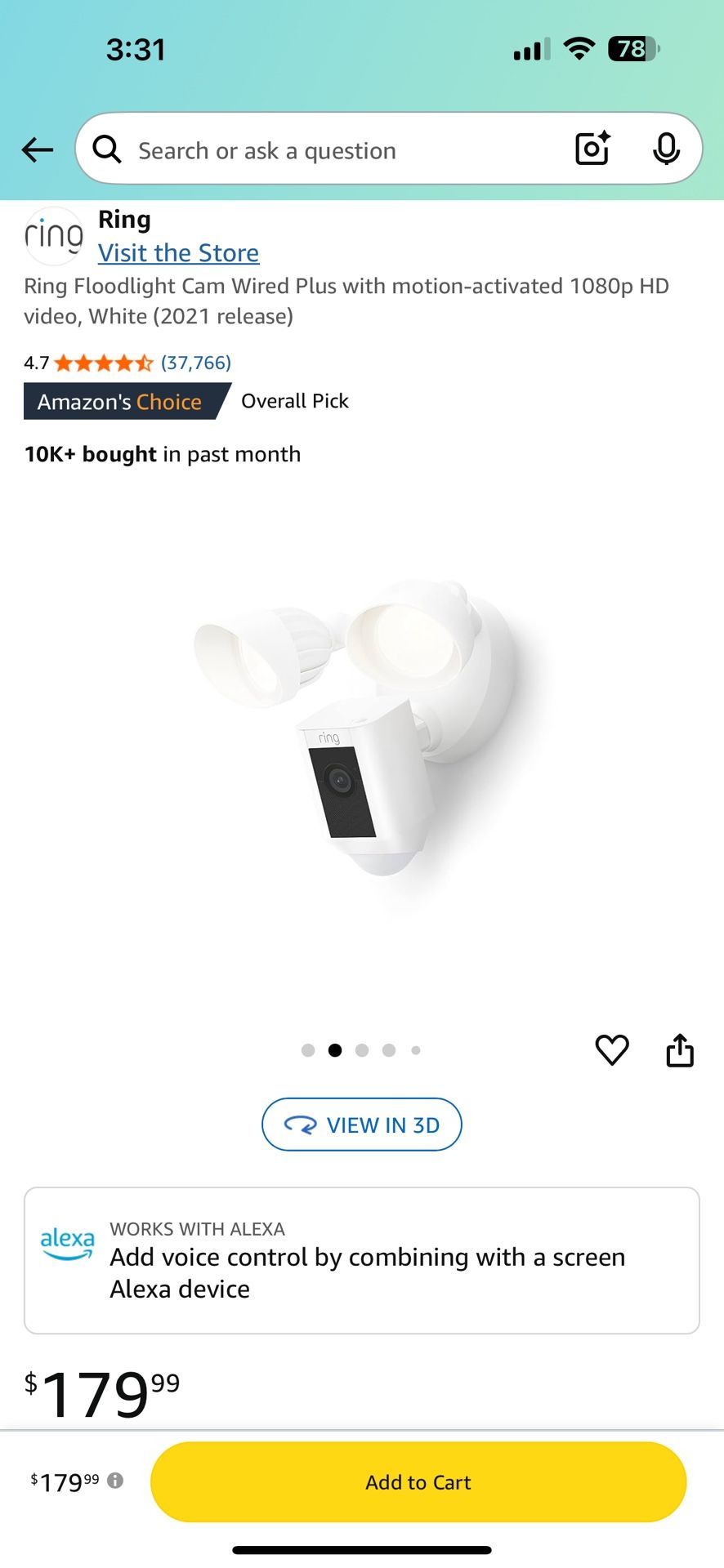 Ring Flood Light Motion Camera