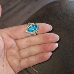 Teal Ring W Sterling Silver Band