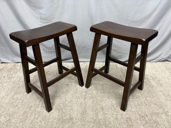 Dark Wood Backless Counter Stool (Set of 2)