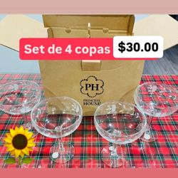 Set De 4 Copas Margaritas  Para Tus  Bebidas Preferidas  Especial $30.00 Princess House Ventas Finales  