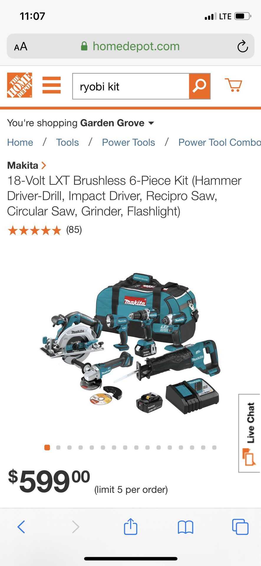 Makita power tool kit brand new with receipt