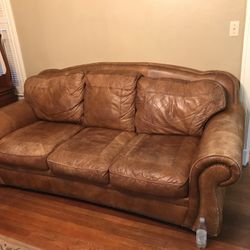 Leather Couch And 2 Chairs