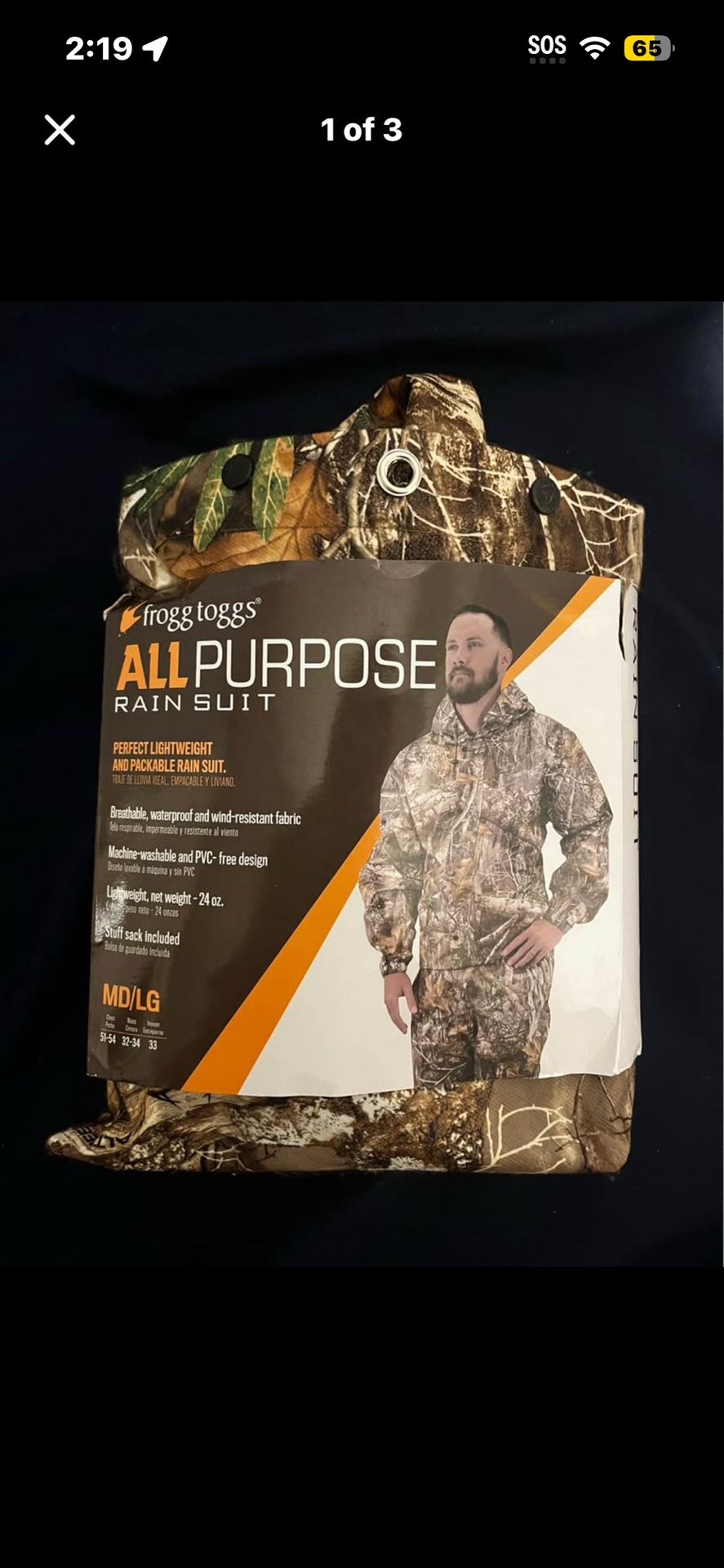All purpose camo rain suit
