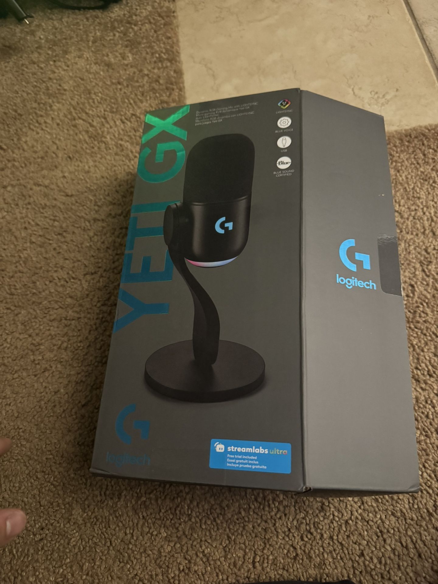 Logitech G Yeti GX Dynamic RGB Gaming Microphone IN PERFECT CONDITION !