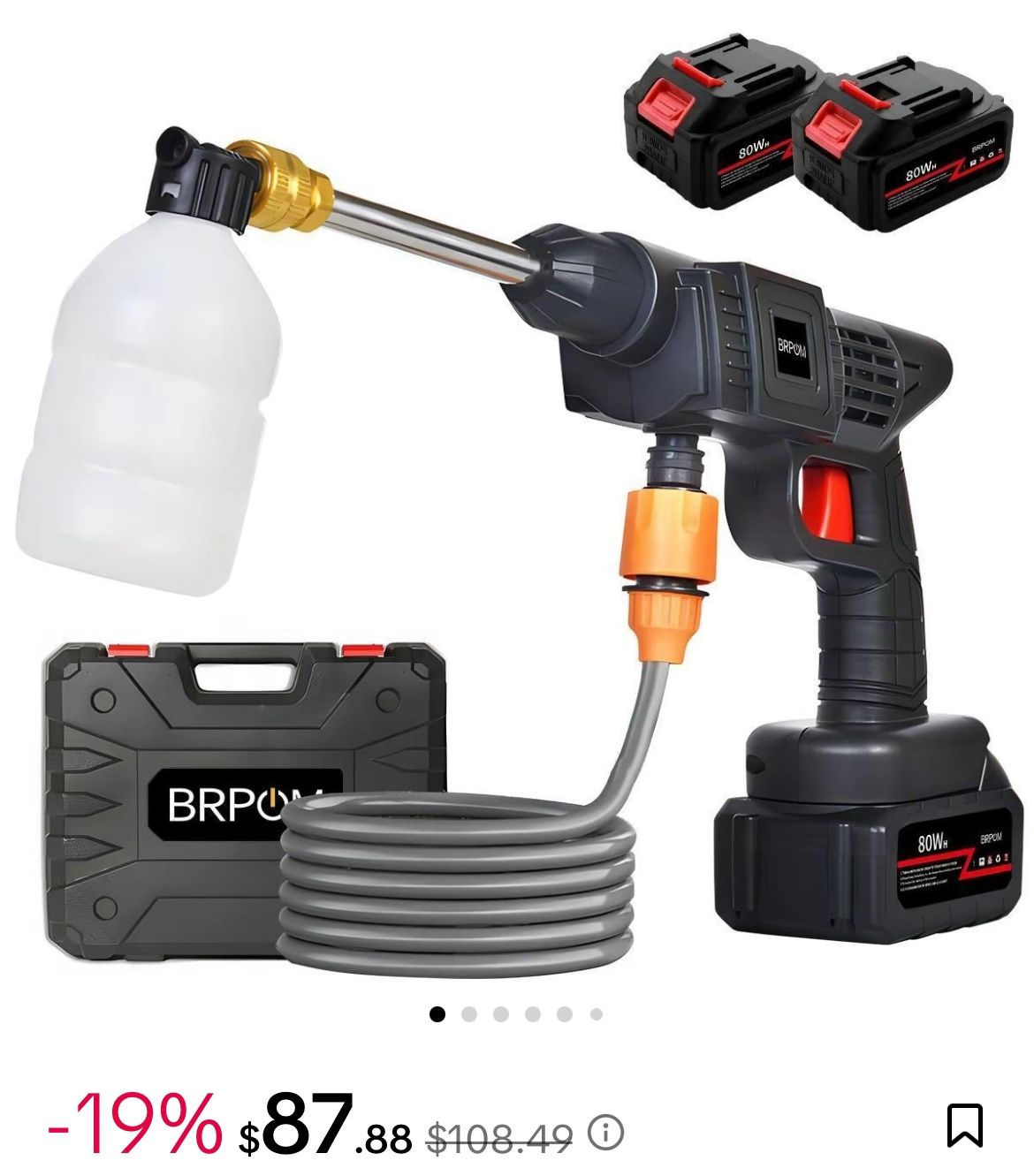 New In Box Portable Cordless Electric Car Wash Jet with Car Wash Nozzle Accessory,High Pressure Cleaner for Automotive