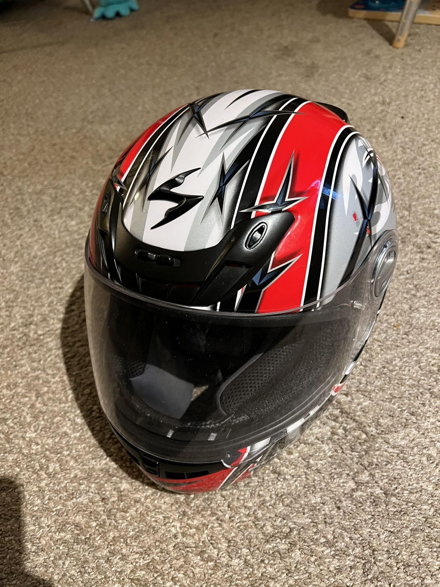 Scorpion Sting Helmet Red Gray Black White Size S