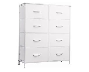 8 Drawer White Dresser with Adjustable Feet
