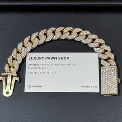 Jewelry 10k solid yellow gold Cuban big boy bracelet 25 CTW natural diamonds Bussdown iced out 8.5" 20mm 180 grams