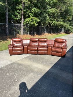 Brown Reclining Cup holder sectional