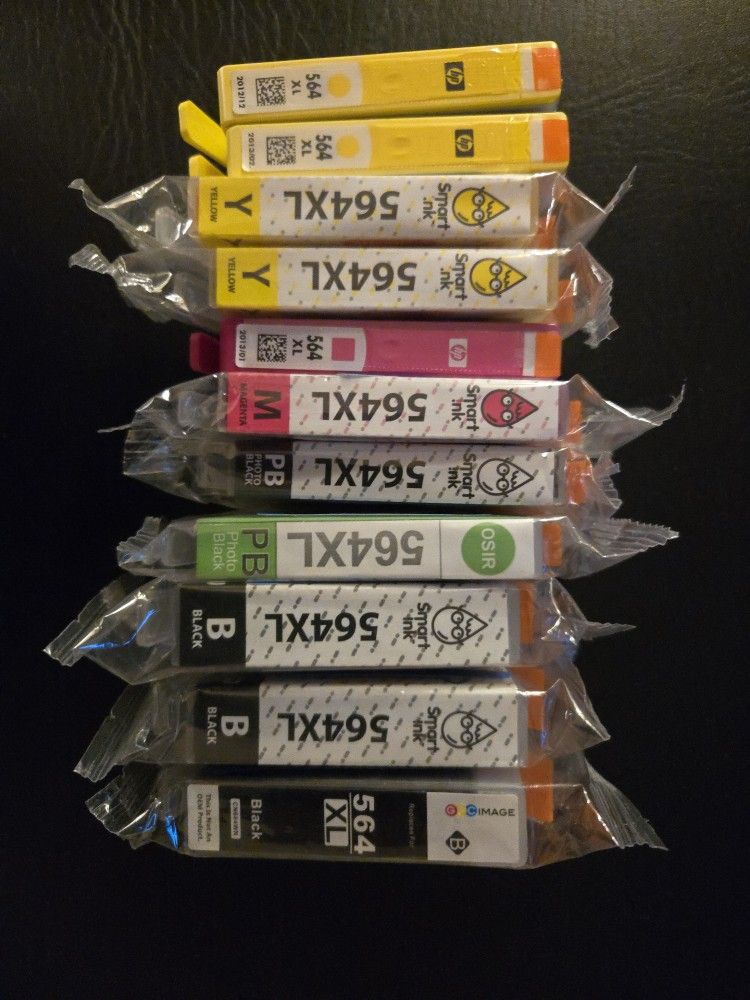11 HP 564XL High Yield Ink Cartridges - Black, Yellow, Magenta, Photo Black