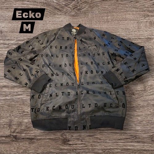 Ecko Unlimited Black Bomber Jacket Mens Medium