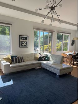 White leather sectional couch
