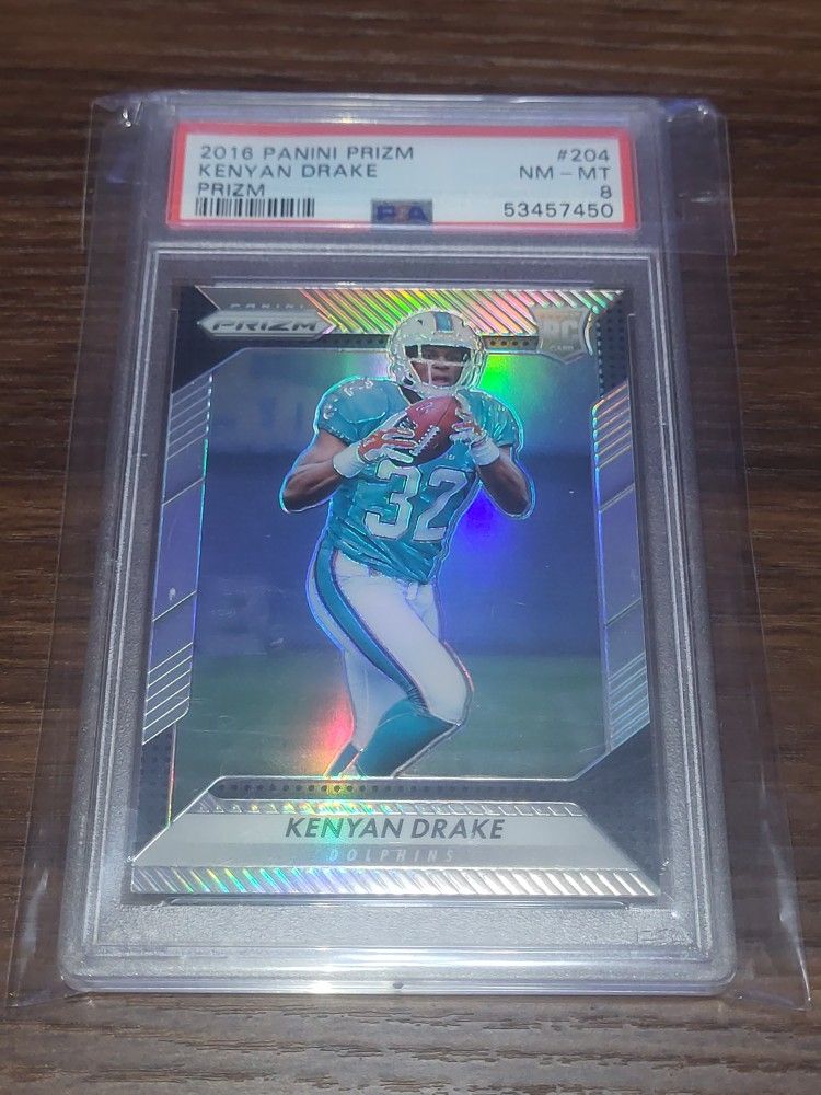 2016 Panini Prizm Rookie Silver Prizm Kenyan Drake #204 PSA 8 MINT Rookie RC