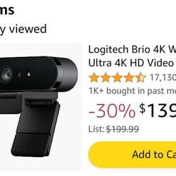 Logitech Brio 4K Webcam, Ultra 4K HD Video Calling, Noise-Canceling mic, HD Auto Light Correction, Wide Field of View, Works with Microsoft Teams, Zoo
