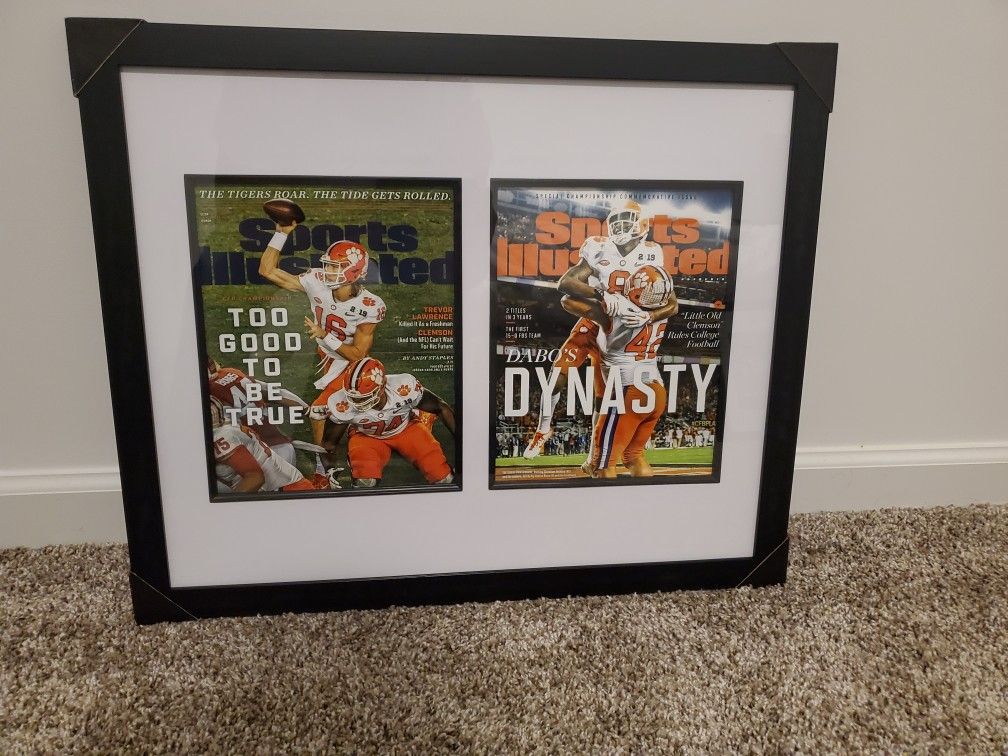 2018 Clemson Tigers Football National Champions Custom Framed SI Covers