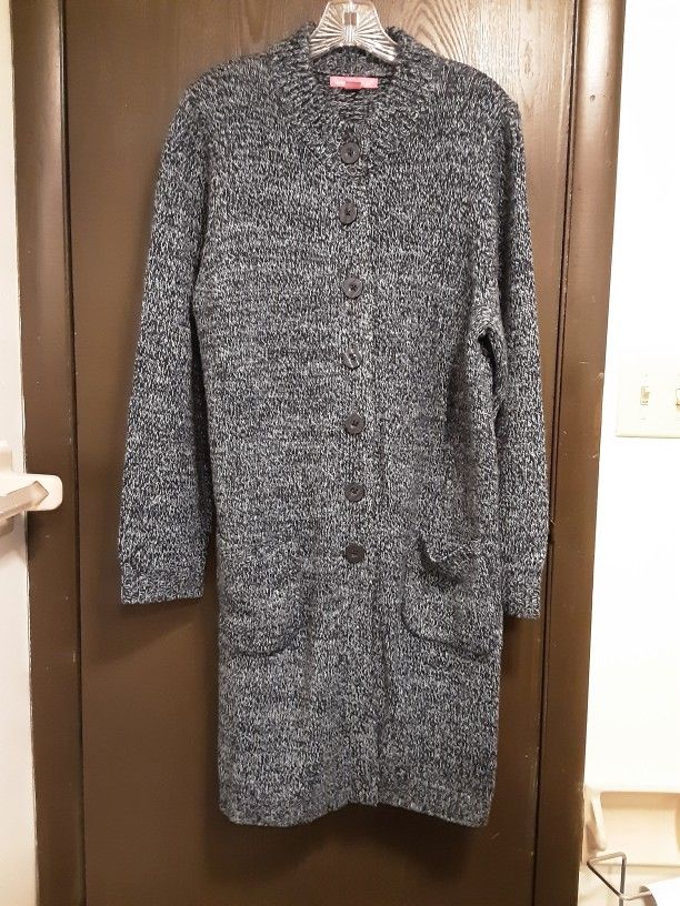 Navy Sky Blue Marled Sweater Jacket