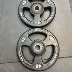 York IsoGrip Olympic Plates – 45 lb Pair – Brand New – $220