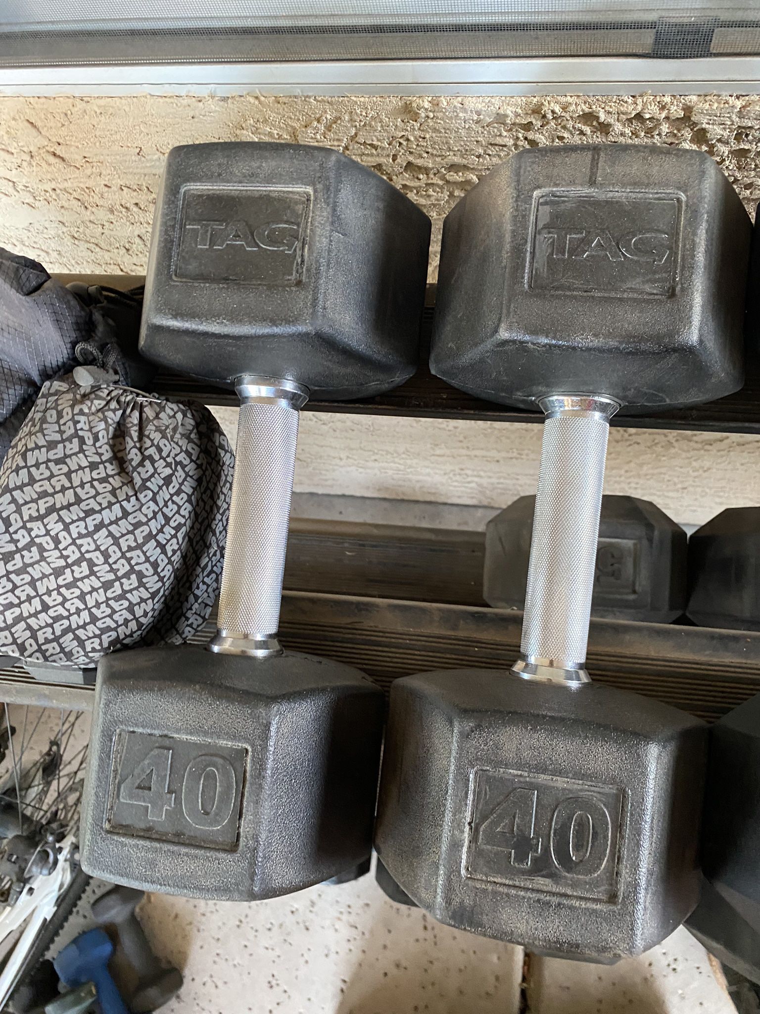 40lb Hex Rubber Dumbbell Set Weights 