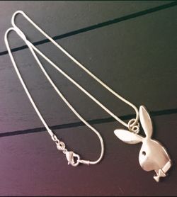 (18”, 20” or 22”) 925 Sterling Silver Necklace with Antique Silver Playboy Bunny Pendant(comes with silver gift box)