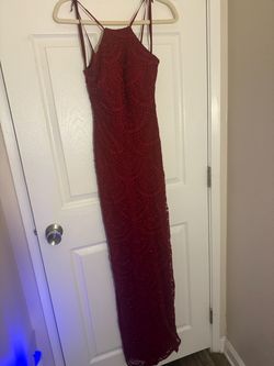Red Lace Halter Maxi Dress