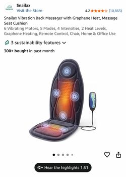 Snailax SL-126 Vibration Back Massager with Heat. NEW.
