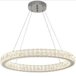 24 in. Chrome Integrated LED Pendant with Clear Crystals