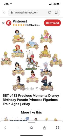 Set of 13 Precious Moments Disney princess ceramic train set. Rare to find complete!!!