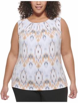 New Calvin Klein Womens Printed Sleeveless Shell size XL