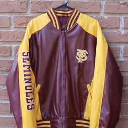 Steve & Barry FSU Florida State Seminoles Leather Jacket Vintage Mens Medium M