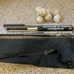 Softball Bats And Bag