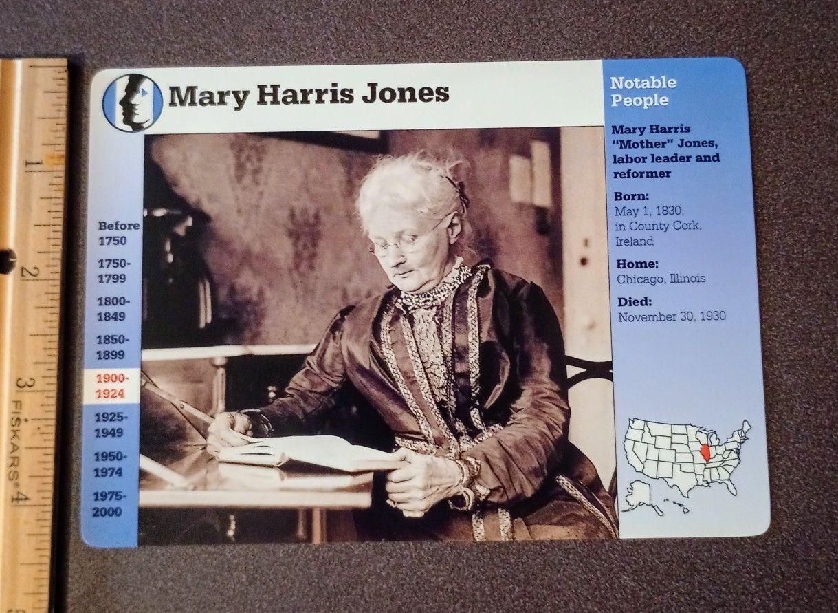 1996 Grolier Mary Harris Mother Jones Labor Leader Reformer Vintage Collectible Large Card