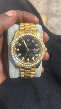ROLEX DATEJUST 26MM 69178 BLACK DIAMOND DIAL DIAMOND BEZEL 18K YELLOW GOLD PRESIDENT BRACELET 1.2CT