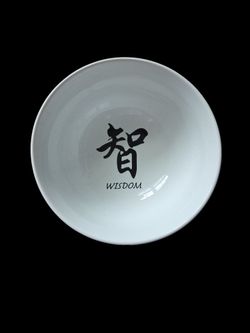 Coventry Fine China Zen Bamboo Wisdom Porcelain Rice Soup Bowl White Black