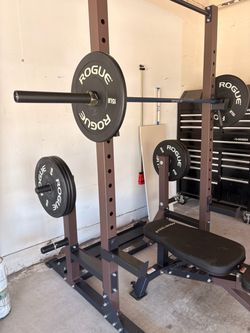 Home Gym Setup – Steelbody Squat Rack + Rogue Ohio Bar, Weights & Bench
