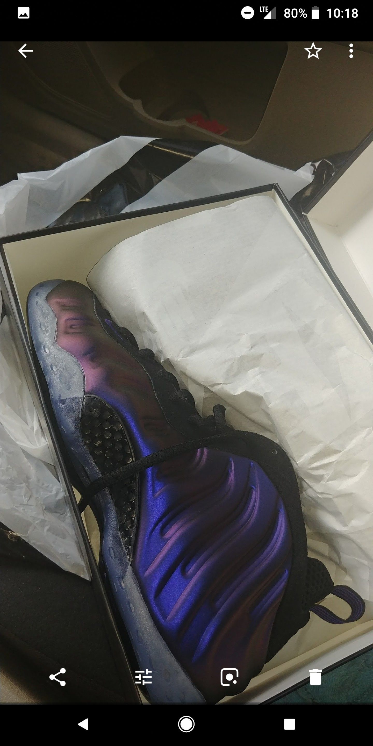 eggplant foams no problems or wear and tear mint condition paid 230 for them ill let them go for 130 final and firm offer size 12 hmu if interested