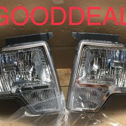 #OH180 FIT 2009-2014 Ford F-150 F150 Chrome Out Halogen Headlight Head Lights Pair Set