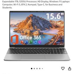 New, 15.6 Inch Laptop with Office 365, 4GB RAM, 128GB Storage Expandable 1TB, 5205U Processor, HD Display, Windows 11 Laptops Computer, Wi-Fi 5, BT4.2