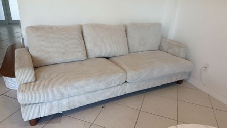 Beige Corduroy Loveseat Sofa – Great Condition