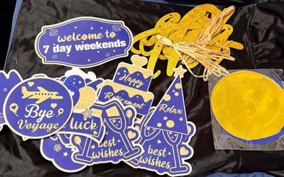 Gold and Blue RETIREMENT Party Decoration Set