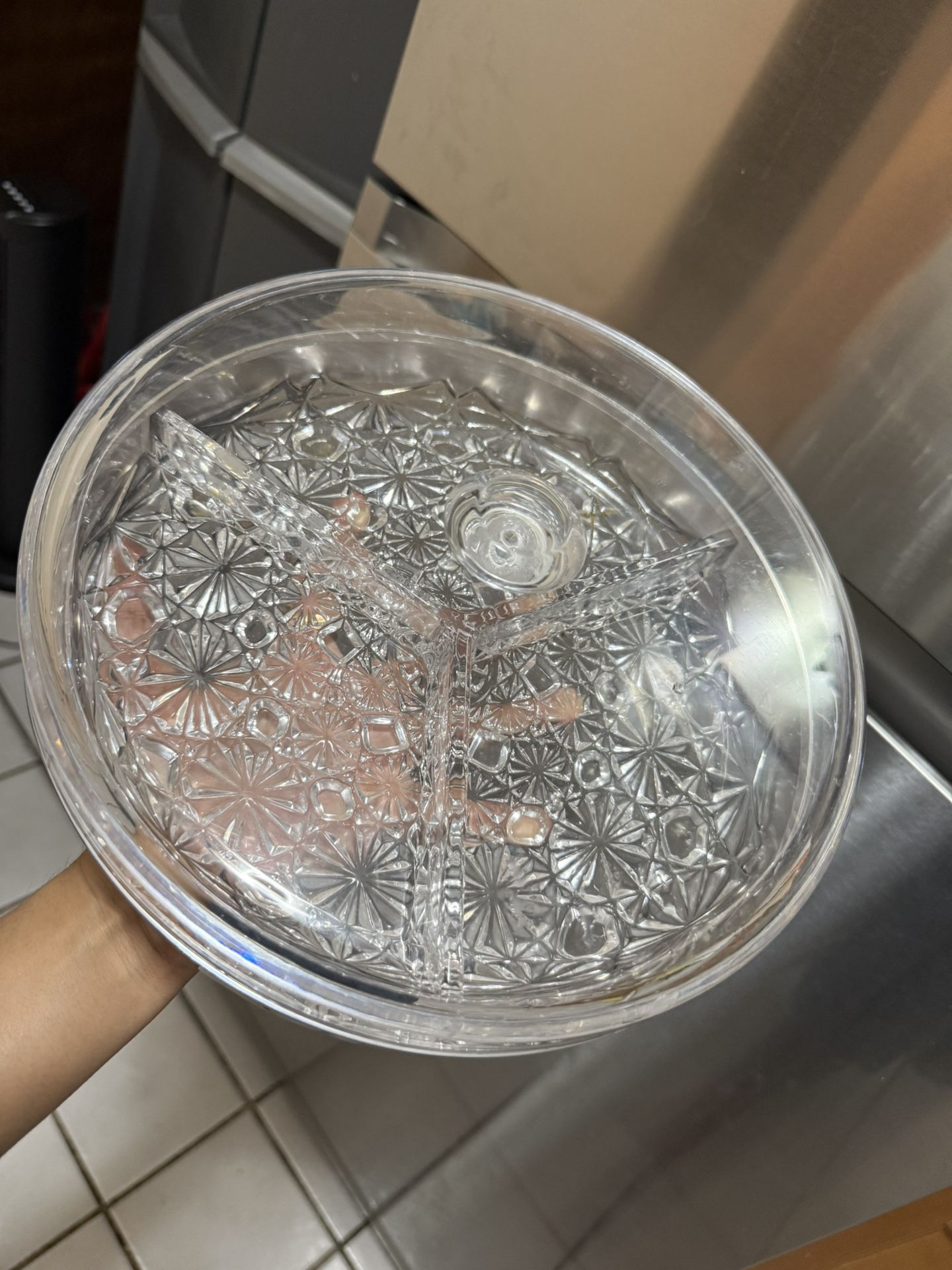 Vintage Clear Divided Serving Dish
