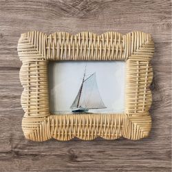11 1/4” W x 9 1/2” H Scalloped Braided Wicker Frame (w/ Sailboat Print Included)