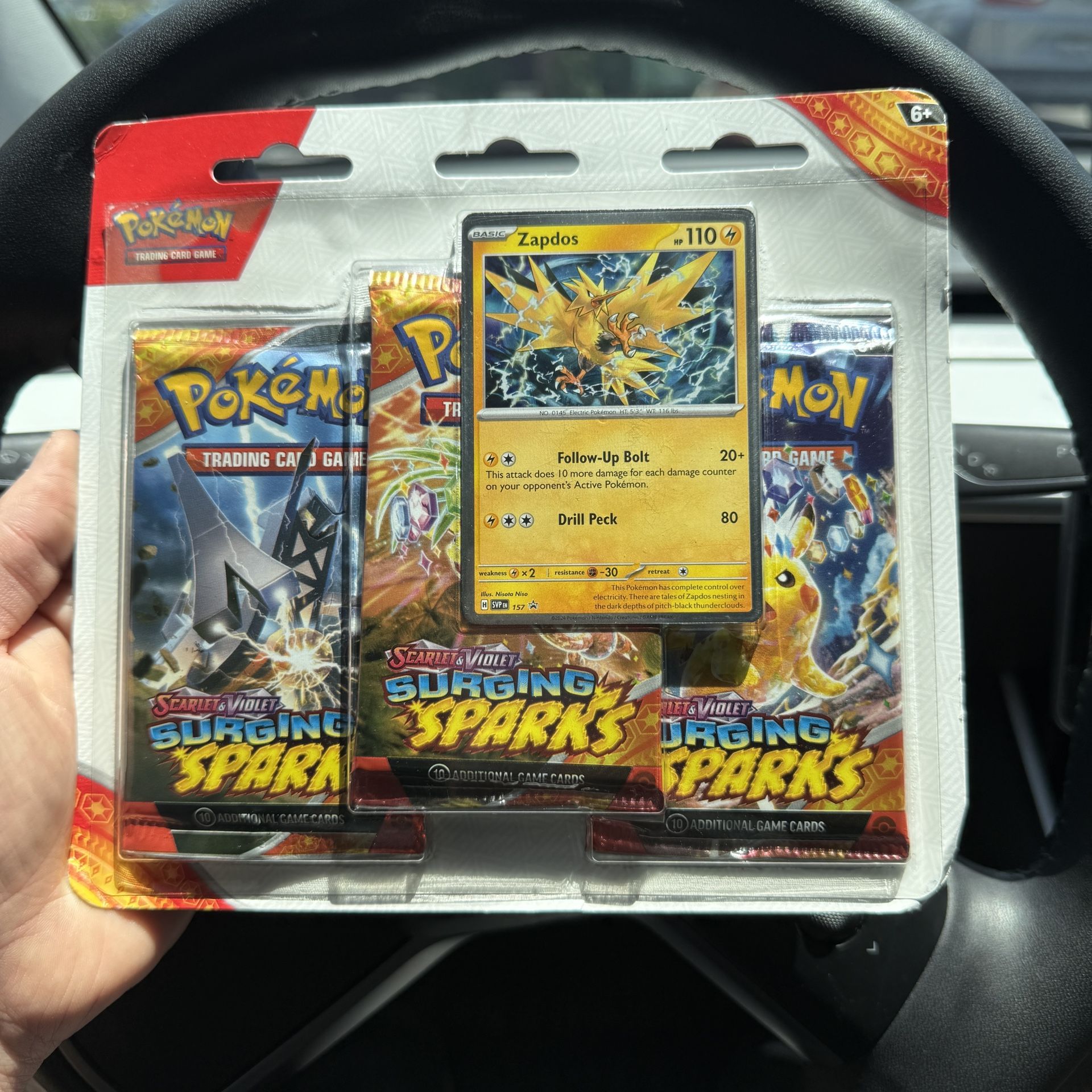 Pokemon Surging Sparks 3 Pack Blisters Zapdos