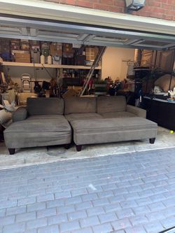 Gray L Shaped Sofa + Long Storage Ottoman(Lots of Storage)