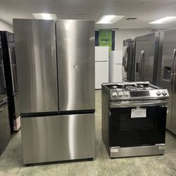 Samsung stainless steel refrigerator stove bundle deal BL9HU