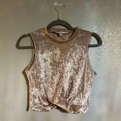 Women’s guess Blush Pink Velvet Crop Top shirt Size XS