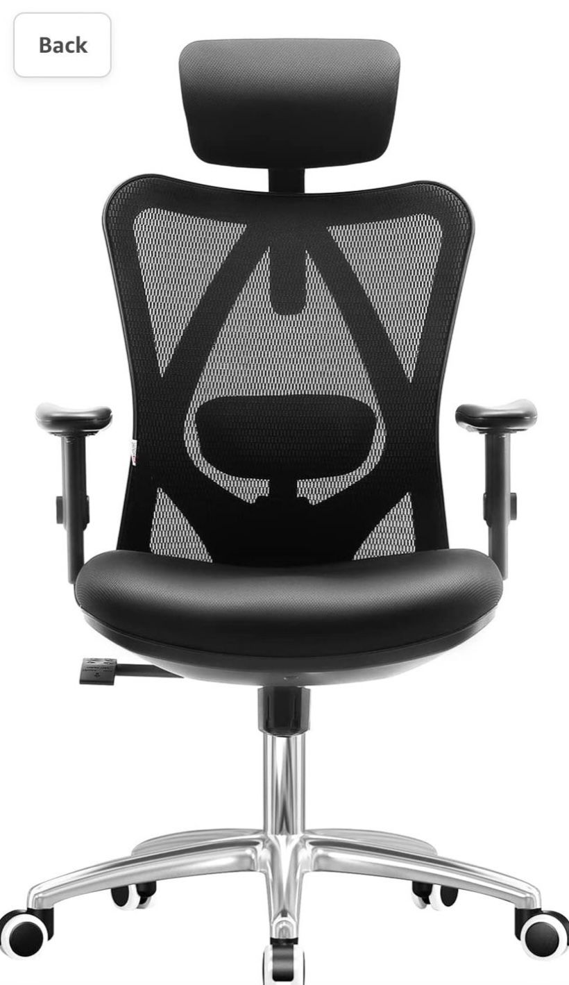 SIHOO Ergonomic Office Chair High Back Desk Chair Adjustable Headrest with 2D Armrest Lumbar Support and PU Wheels Swivel Computer Task Chair for