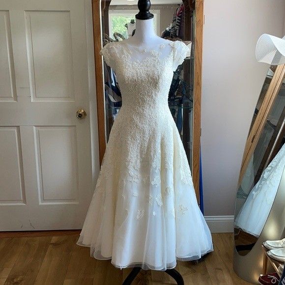 New Vintage Tea Length Wedding Dress